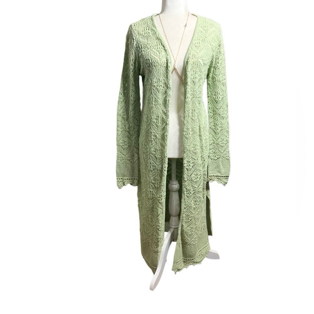 Freshman Diamond Stitch Long-Sleeve Duster Sage juniors size medium
